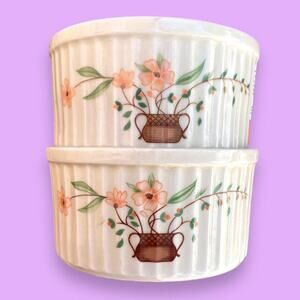 Vintage 1980s japanese stoneware floral